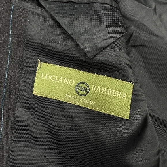 Luciano‎ Barbera Suit Jacket Mens 44R Blazer Dark Gray Striped Wool Italy - Picture 6 of 13